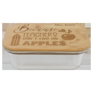 12 oz Rectangle Glass Container with Personalizable Bamboo Lid * Airtight, Eco Friendly Storage, Custom Engraved Lid, Pantry Organization