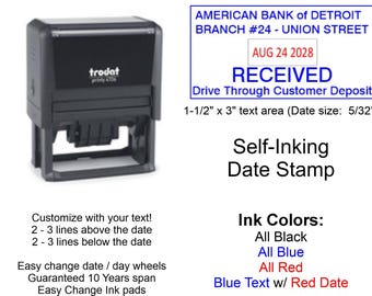 Personalized Date Stamp / Dater / Changeable Date / Self-Inking / Received Dater