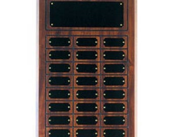 11 3/4" x 18 3/4" Cherry Finish Completed Perpetual Plaque with 24 Plates