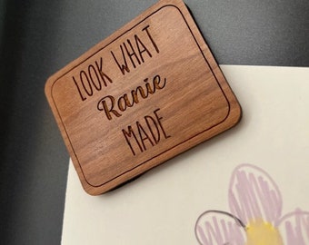 Kids Art Display Magnet * Custom Wooden Fridge Magnet \ Children’s Artwork Display \ Keepsake Magnet \ Personalized Art Magnet \ Unique Gift
