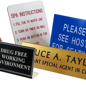 Tent & Freestanding Signs, desk signs, front desk signs, reception desk signs, check-in desk signs, information desk signs, reserved sign