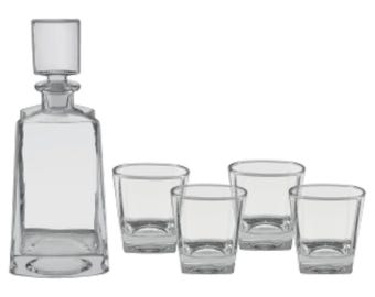 Polar Camel 750 mL 12" Tequila Decanter Set with Four 8 oz. Glasses in a Black Gift Box, Personalizable Barware, Sponsor Gift