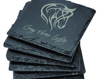 4" x 4" Square Slate Coaster Set 6-Piece (also sold as singles)