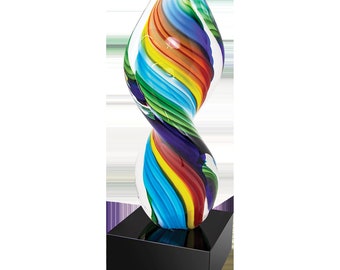 10 1/2&quot; Rainbow Twist Art Glass, recognition award, Artistic recognition, Visionary prize, Aesthetic accolade, Creative accolade