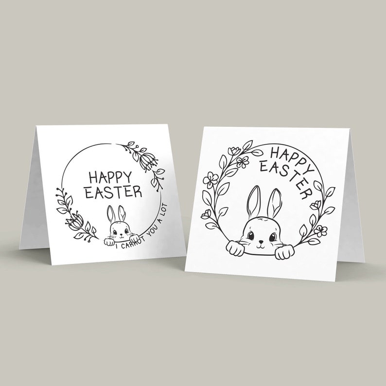 Pack of Easter Cards Spring Floral Cards Easter Card Set Multipack Easter Cards Printable Bunny Easter Cards Colourable Easter Cards