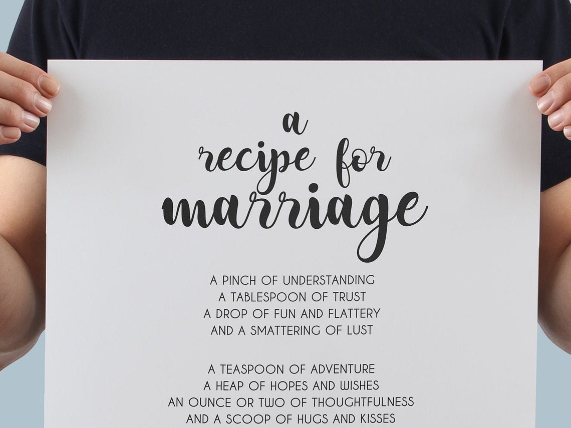 Marriage Recipe, Recipe for Marriage, Couple Goals, Anniversary Gift