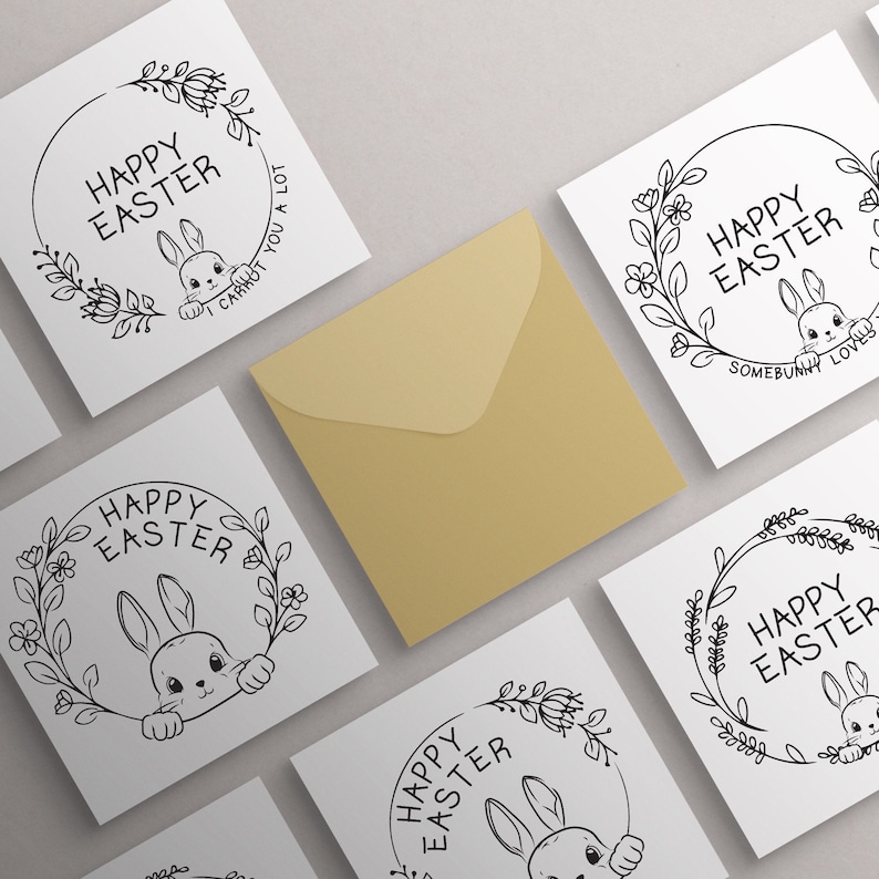 Pack of Easter Cards Spring Floral Cards Easter Card Set Multipack Easter Cards Printable Bunny Easter Cards Colourable Easter Cards