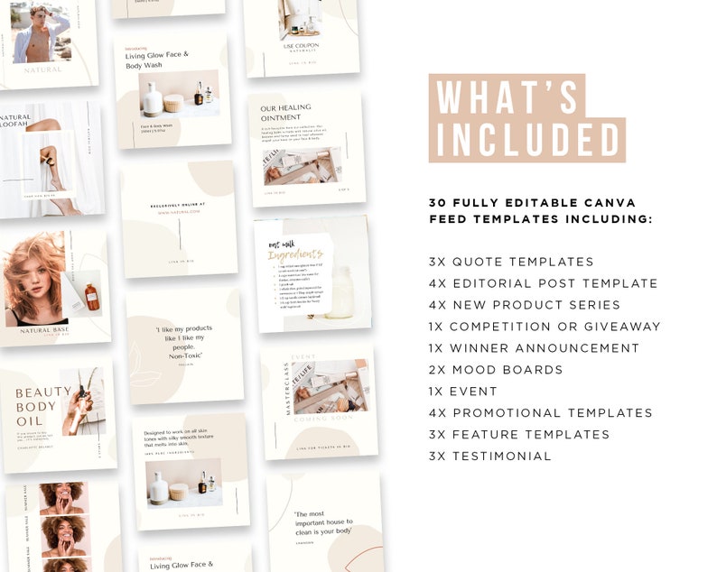 ENGAGEMENT BOOSTER Instagram Feed Templates Minimalist Canva | Etsy
