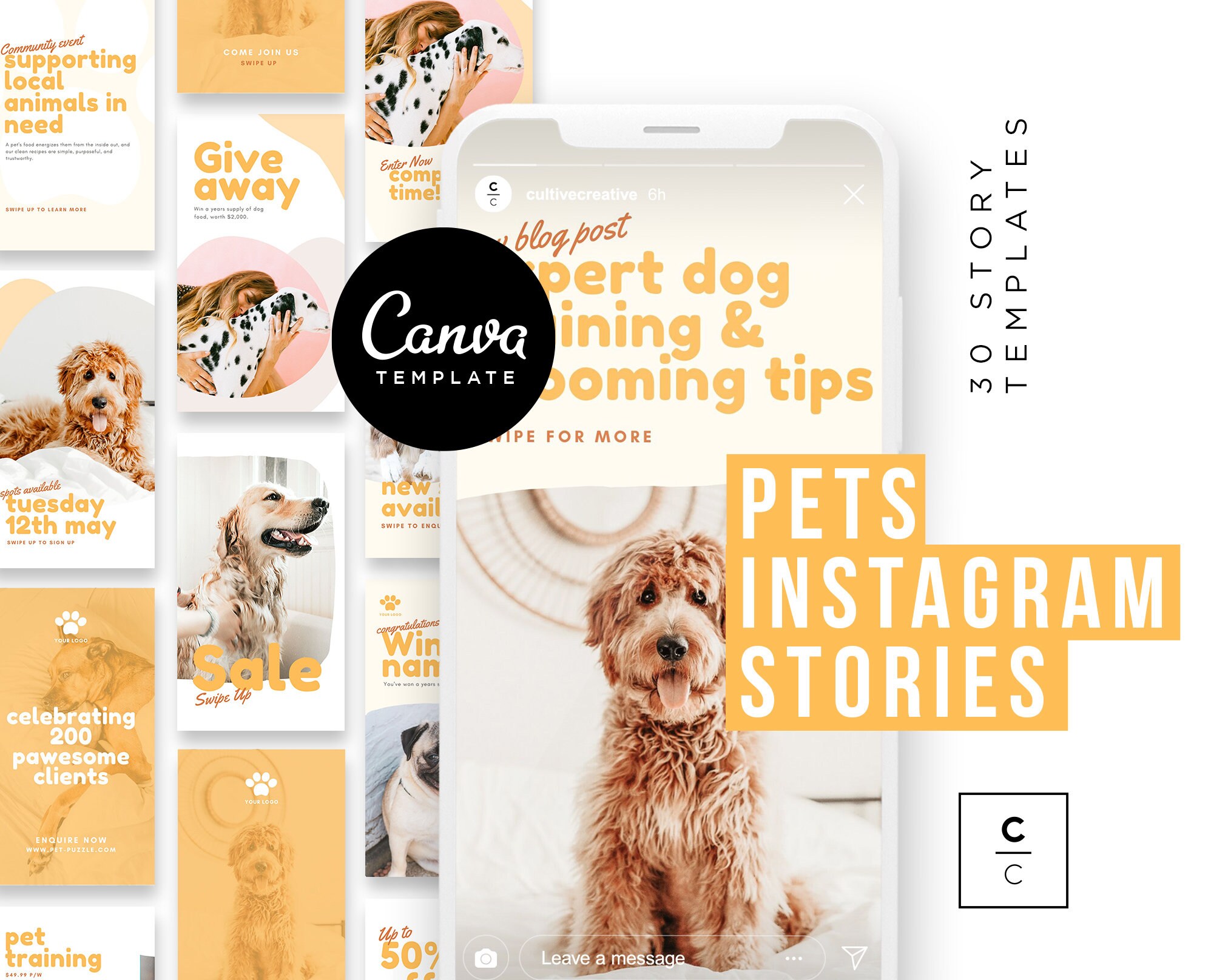 Pets Instagram Story Template Social Media Posts for Dog and Etsy