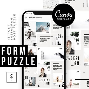 Instagram Puzzle Template for Canva, Instagram Puzzle Minimalist, Minimal Canva Template Instagram Puzzle, Instagram Quote Template