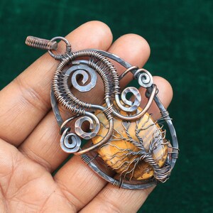 Elegant Life Of Tree Pendant, Copper Wire Pendant, Tiger Eye Gemstone Pendant, Tree of Life Copper Oxidize Pendant Necklace, Banjara Jewelry