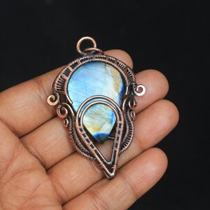 Excellence Copper Labradorite Pear Pendant, Oxidize Copper Wire Pendant Jewelry, Gift For Her, Copper Wire Pendant, Copper Drop Pendant