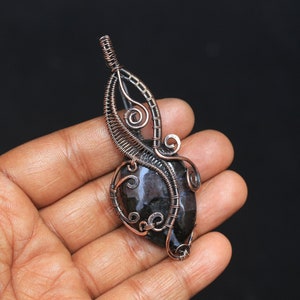 Stunning Indigo Gabbro Jasper Copper Wire Woven Pendant, Jasper Copper Pendant, Copper Pendant, Christmas Gift, Indigo Gabbro Necklace