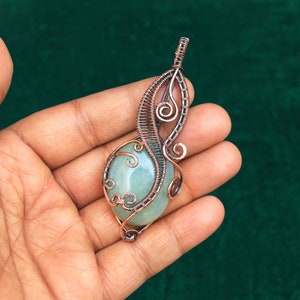 Beautiful Collection Aquamarine Pendant, Copper Wire Pendant, Gemstone Copper Wire Woven Pendant, Pendant Jewelry, Gift For Christmas