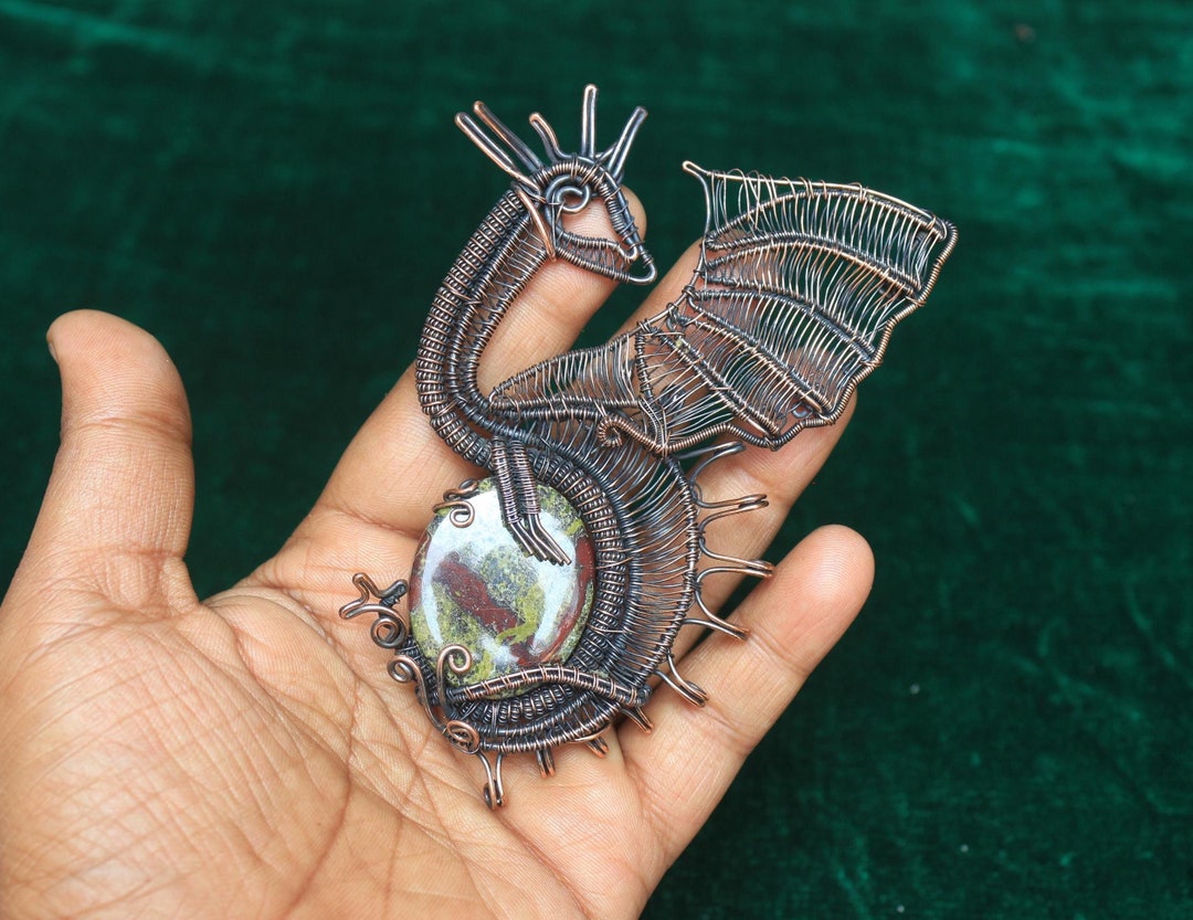 Spectacular Dragon Wire Wrapped Pendant Jewelry, Dragon Blood