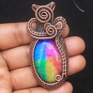 Handmade Designer Copper Wire Wrap Pendant Jewelry, Solar Quartz Gemstone Wire Wrapped Pendant, Gift Item, For Necklace, Unisex Pendant
