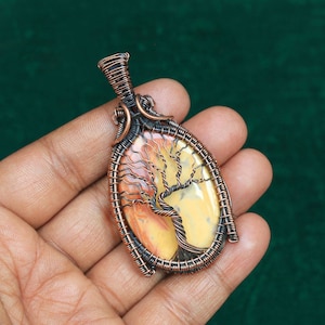 Malingano Jasper Life Of Tree Copper Wire Pendant Jewelry, Malingano Jasper Pendant, Birthday Gift Item, Copper Necklace, Oxidize Pendant