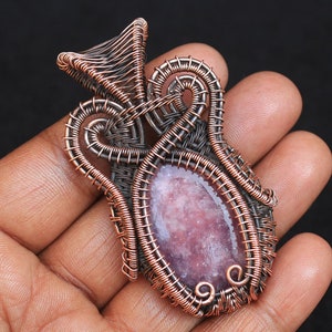 Awesome Handwork Copper Jewelry, Lepidolite Gemstone Copper Wire Wrap Pendant, Lepidolite Coppre Jewelry For Gift, Lepidolite Copper Pendant
