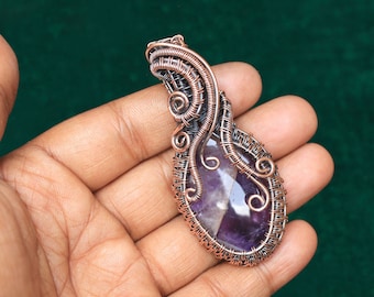 Excellence Amethyst Copper Wire Jewelry, Amethyst Less Gemstone Copper Wire Wrap Pendant, Copper Pendant, Christmas Gift, Wholesale Pendant