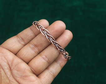 モスアゲート銅線バングル：調節可能な宝石ジュエリー - Etsy 日本