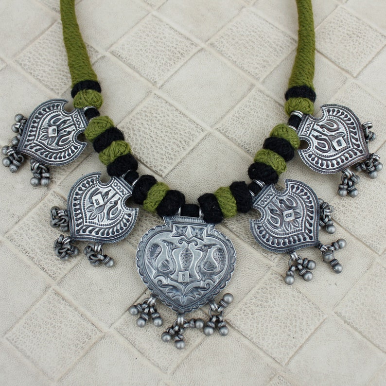 925 Sterling Silver NecklaceEthnic Tribal NecklacePendant Charm NecklaceHandmade Bohemian NecklaceRajasthan Necklace Jewelry Women Gift