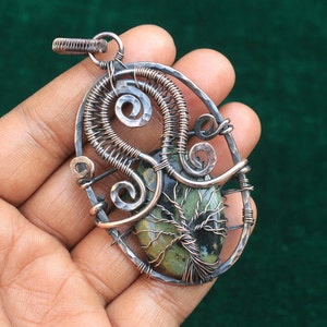 Elegant Life Of Tree Star Galaxy Jasper Copper Wire Wrap Pendant, Star Galaxy Jasper Gemstone Copper Wire Pendant Jewelry, Gift For Her