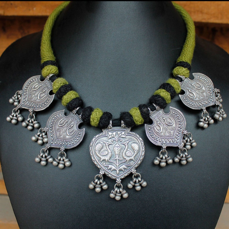 925 Sterling Silver NecklaceEthnic Tribal NecklacePendant Charm NecklaceHandmade Bohemian NecklaceRajasthan Necklace Jewelry Women Gift