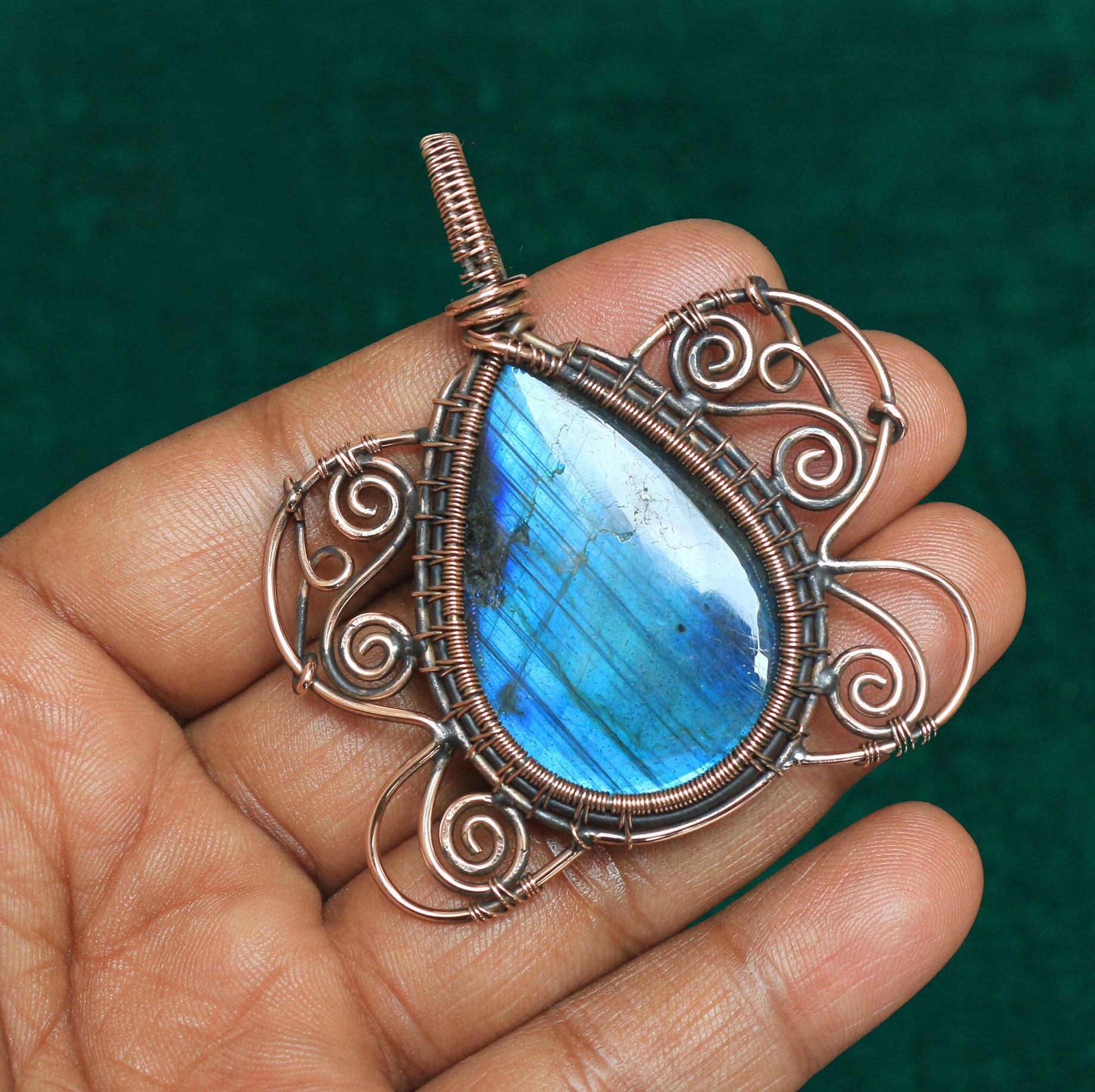 BUTTERFLY PENDANT, Beautiful Collection Blue Fire Labradorite Copper Wire Wrap Pendant Jewelry, Handmade Copper Jewelry, Gift For Him