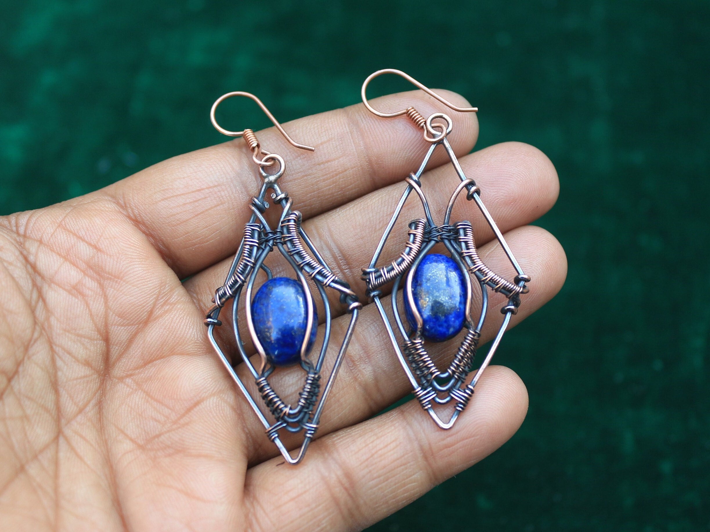 Boucles D'oreilles Clip Abeille Doré Perle Lapis-lazuli Bleu - Neuf Sans Emballage