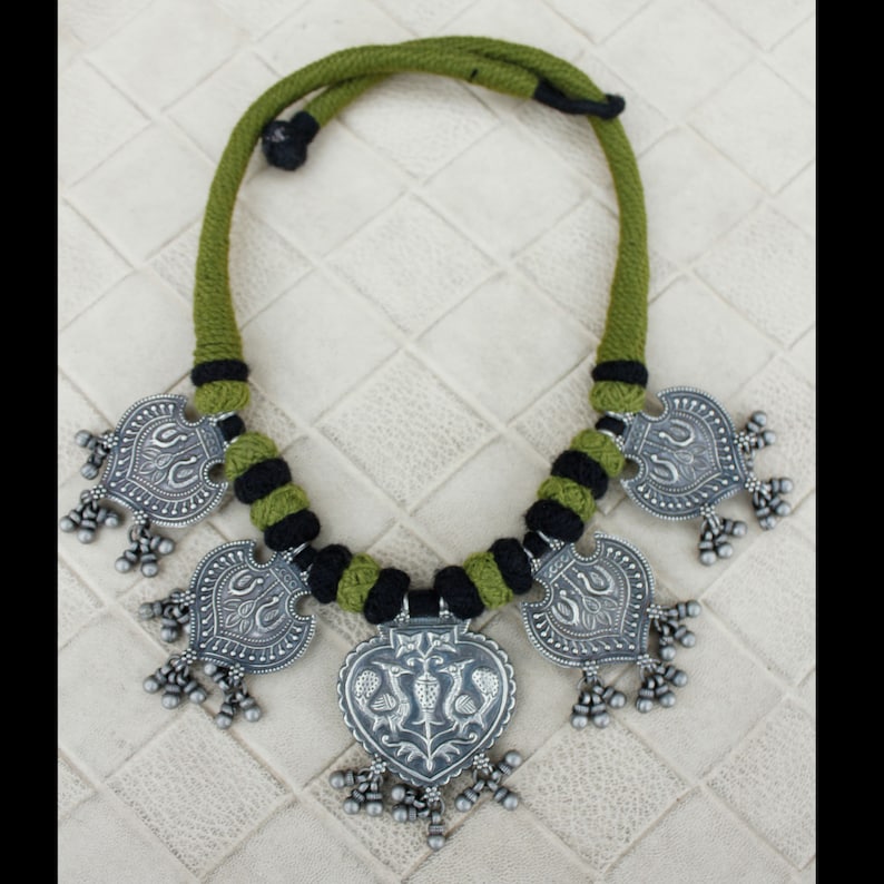 925 Sterling Silver NecklaceEthnic Tribal NecklacePendant Charm NecklaceHandmade Bohemian NecklaceRajasthan Necklace Jewelry Women Gift