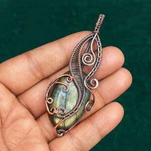 LABRADORITE PENDANT!! Labradorite Gemstone Copper Pendant, Oxidize Copper Wire Wrapped Pendant Jewelry, Gift For Her, Trendy Look
