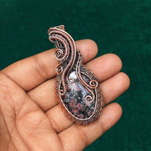 Ruby Fall Gemstone Copper Wire Wrap Pendant: One Of A Kind Jewelry