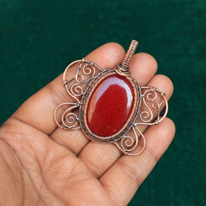 Fantastische Rot Rubin Cabochon Anhänger Kupfer Schmuck, Schmetterling Anhänger, Edelstein Kupfer Draht Wrap Anhänger, Geschenk Anhänger, Geschenk für sie