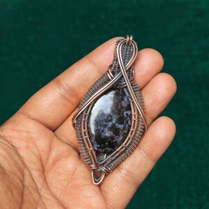 Amazing Indigo Gabbro Jasper Copper Wire Woven Pendant, Jasper Copper Pendant, Copper Pendant, Christmas Gift, Indigo Gabbro Necklace