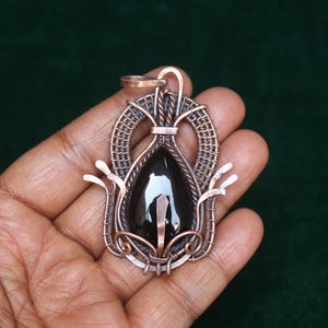 Attractive Black Onyx Gemstone Copper Pendant, Unique Fish Design Copper Wire Wrap Pendant, Oxidize Pendant, Gift For Mom, Wholesale Price
