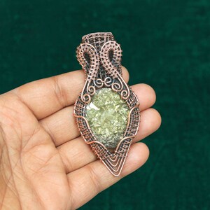 Wire Wrapped Pyrite Druzy Copper Pendant, Handmade Unisex Jewelry