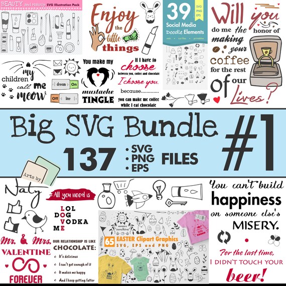 Download Big Fun Svg Bundle Of Quotes And Illustrations Colored Big Etsy PSD Mockup Templates