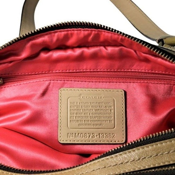 Vintage Coach Satchel Shoulder Bag Leather Double… - image 9