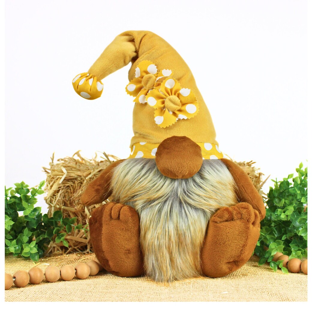 Handmade Gnome Velour Body, Farmhouse Shelf Sitter, Velour Beanie