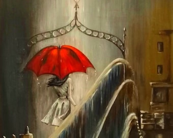 Die Dame auf der Ha'penny Bridge, Dublin, Irland