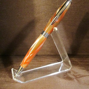Handmade, Tan, Silver, Red,  Chrome, Trimline Pen, Twist Pen, Cross Style refill.