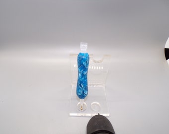 Mini penna per pittura a diamante, blu, argento, bianco, penna stilo, tornita a mano, acrilico.