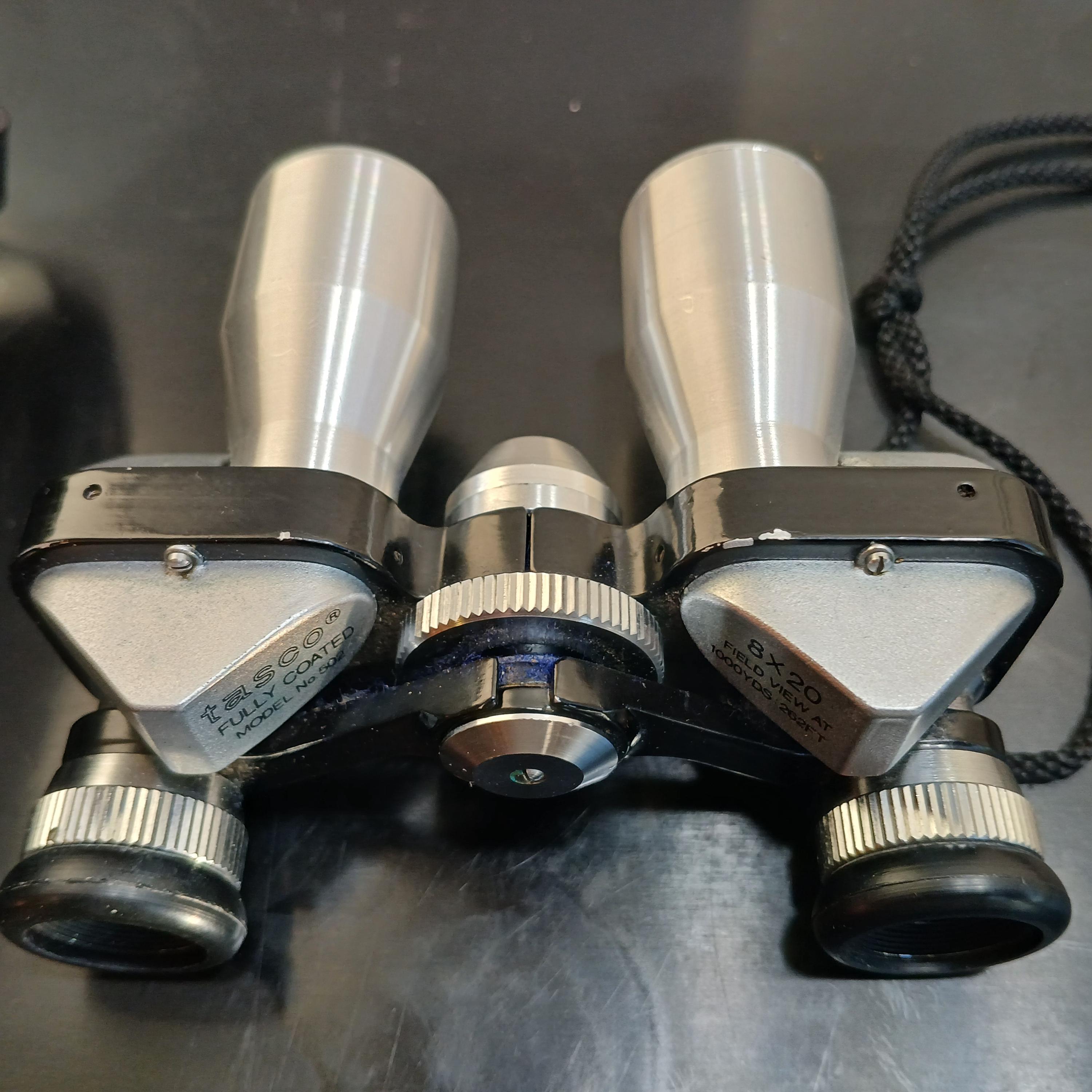 Vintage Tasco 8x20 Model 502 Binoculars Coated Optics. Made in