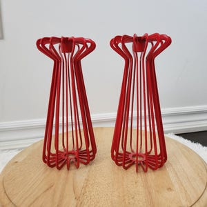 1990s &quot;Tradig&quot; Red Metal Wire Candlestick Holders, Design by Ehlen Johansson for Ikea