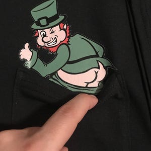 Leprechaun In the Pocket St Patrick&#39;s Day Funny T-shirt Gift Pocket T-shirt Lucky T-shirt Irish Lucky Leprechaun Pocket Tee