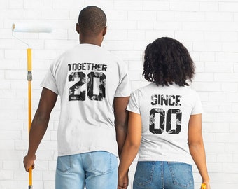 Bijpassende T-shirts voor stellen samen sinds gepersonaliseerd jubileumcadeau Unisex T-shirts voor koppels Cadeau voor koppels T-shirts