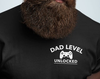 Dad Level Unlocked Shirt Funny Father's Day Tee for New Dads and Husbands Perfect Pregnancy Announcement Gift