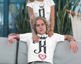 Camisetas de algodón 100 % a juego de rey y reina, regalo para pareja