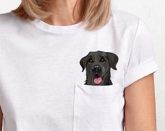 Funny Black Lab Middle Finger Pocket T-Shirt