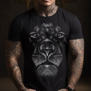 Mens Magestic Lion T shirt Fashion Gift For Boyfriend , Gift For Husband, 3D Lion T-shirt, Gift For Him, Lion Fashion T-shirts
